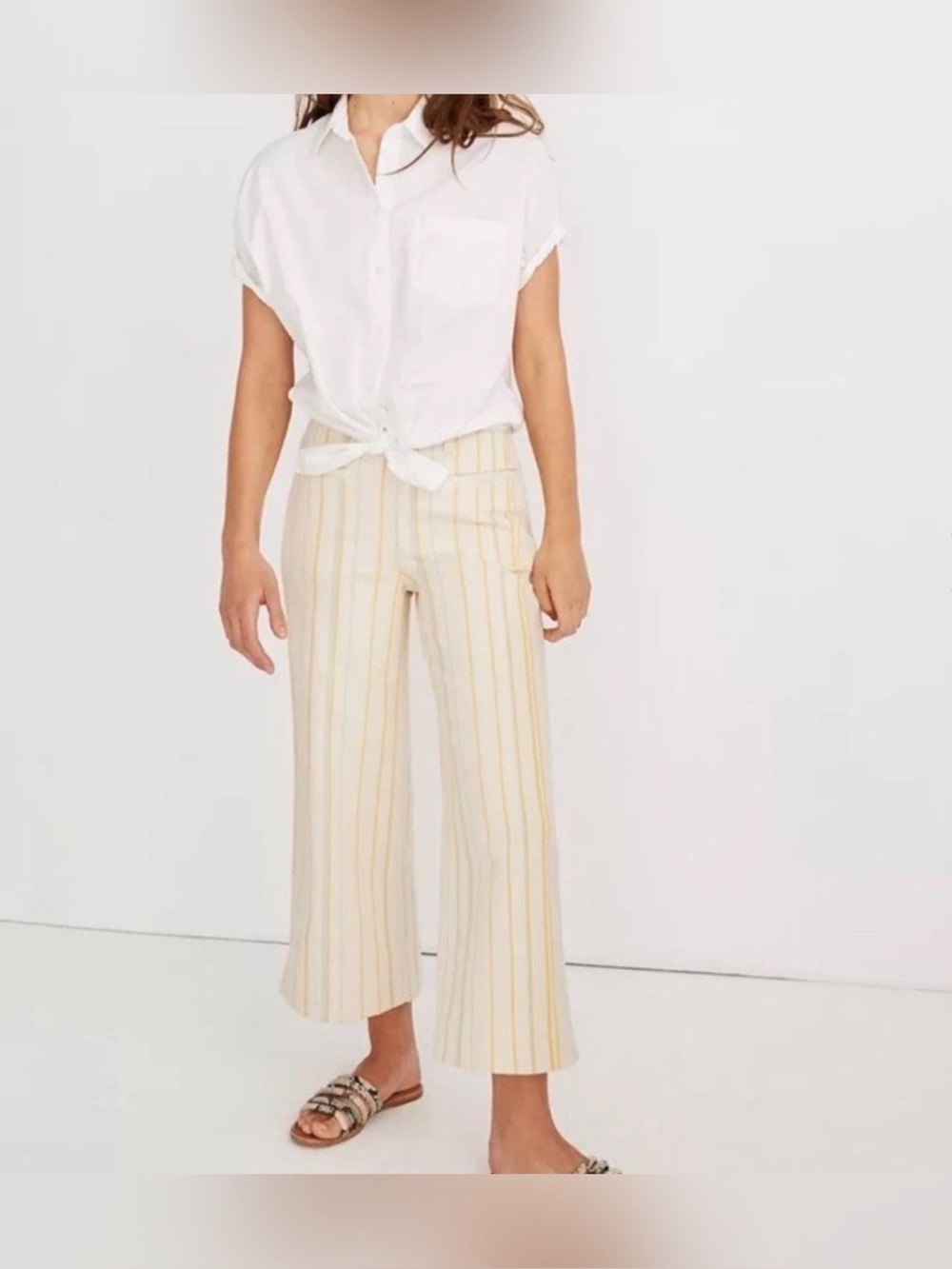 Madewell - Emmett Wide-Leg Crop Pants in Stripe - 27